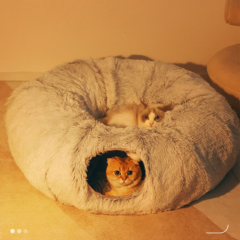 Tunnel en peluche pour chats Lit de jeu