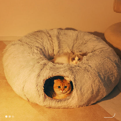 Tunnel en peluche pour chats Lit de jeu