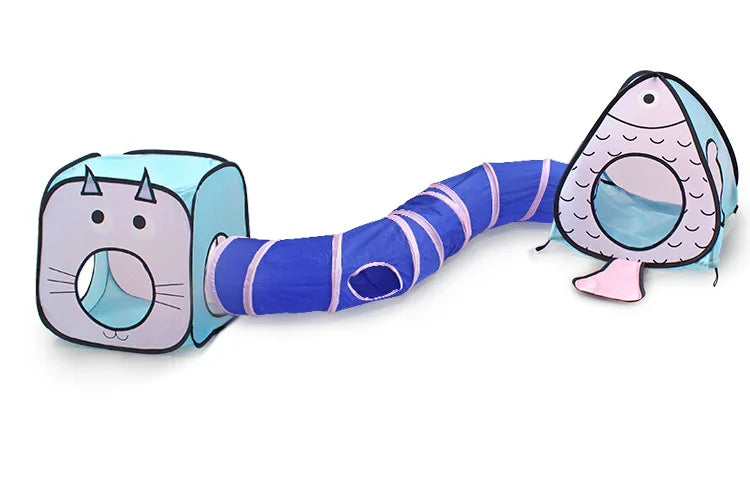 Jouets pour Chats Tunnel avec Maison pour Chats - Caverne de Jeu Interactive pour Animaux Domestiques