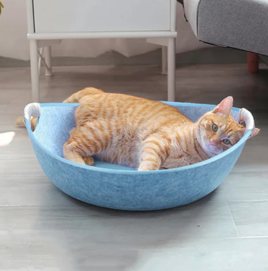 Lit Confortable Pour Chat En Feutre Avec Poignées De Transport