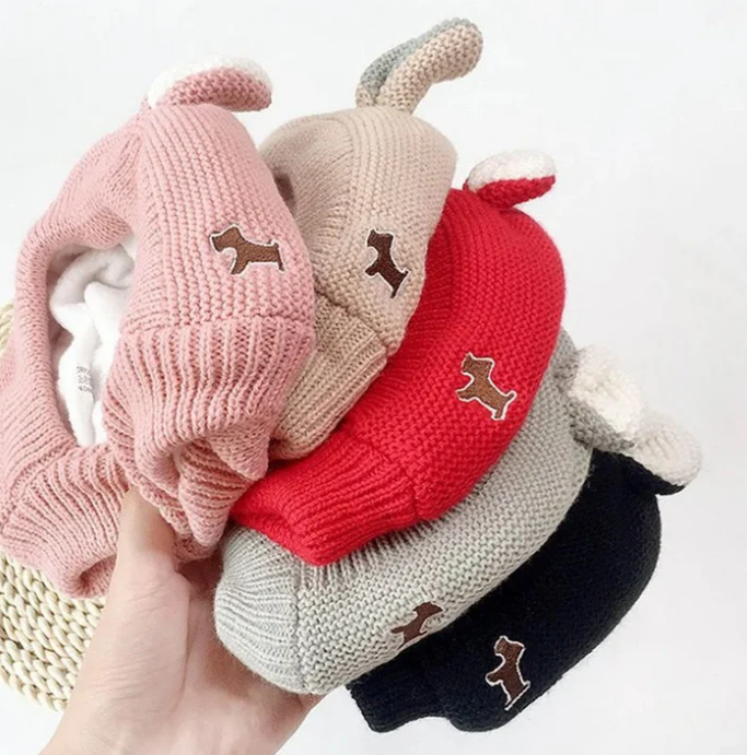Bonnet En Tricot Chaud Avec Oreilles Pour Chiens