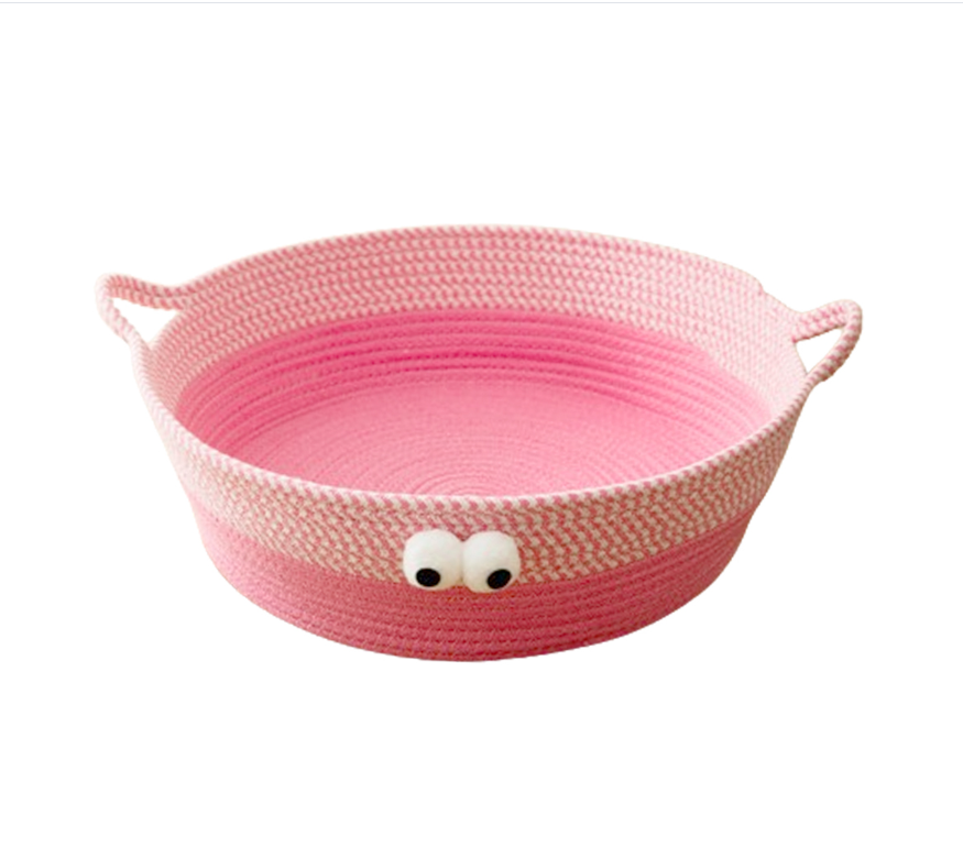Joli Lit Pour Chat En Corde De Coton Tissée À La Main, Conçu En Forme D'animal