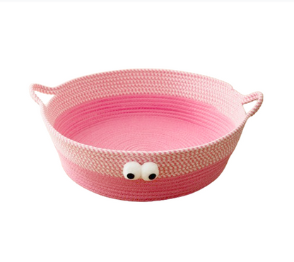 Joli Lit Pour Chat En Corde De Coton Tissée À La Main, Conçu En Forme D'animal