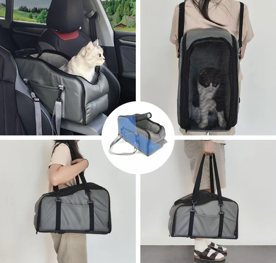 Sac de Transport Portable pour Animaux Domestiques avec Fenêtre en Filet et Bandoulière