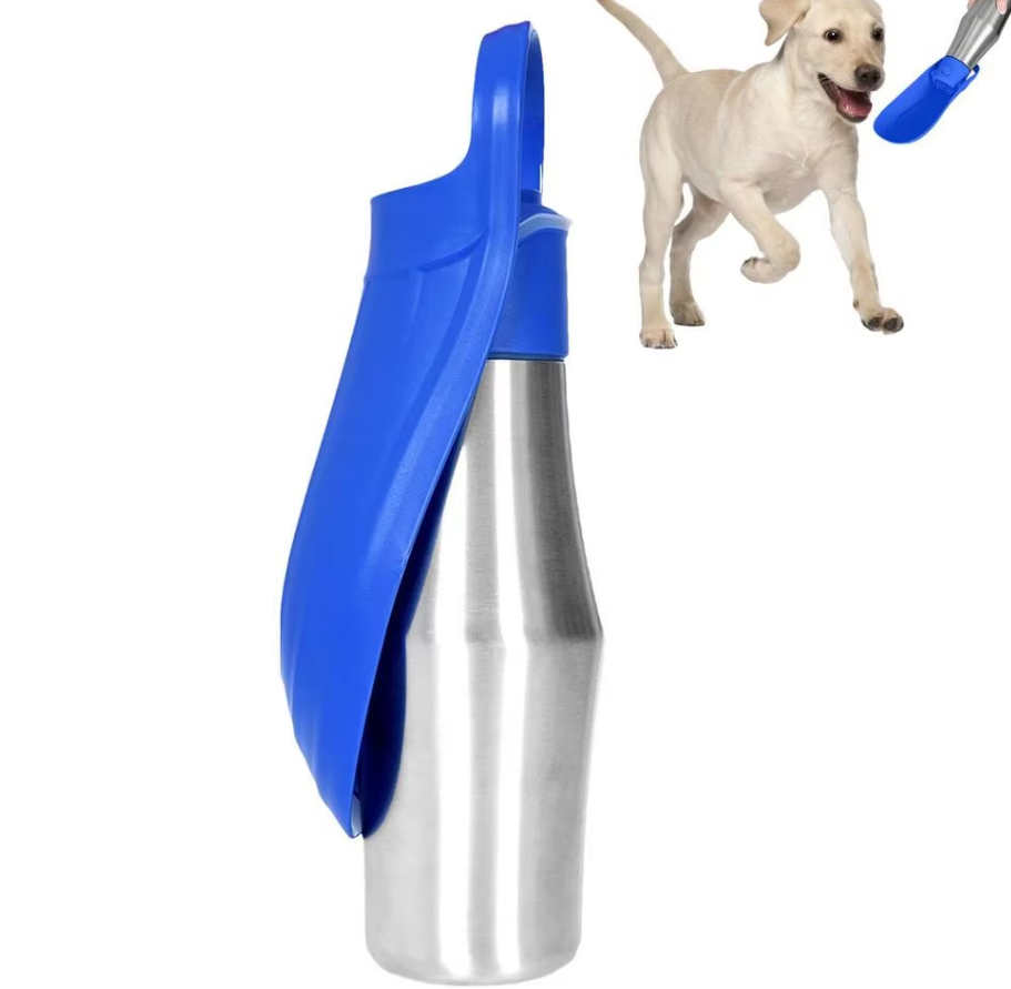 Bouteille en Acier Inoxydable pour Chiens - Distributeur D' Eau Portable avec Bol Pliable