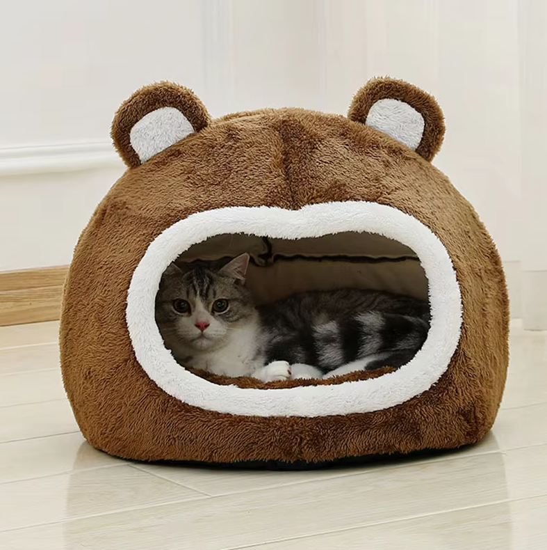 La Grotte de L' Ourson - Lit pour Chat Moelleux avec Fond Antidérapant Rembourrage Épais