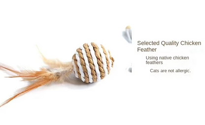 Jouets Interactifs pour Chats - Jouets Naturels avec Plumes et Clochettes
