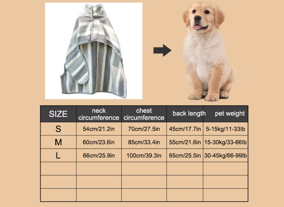 Peignoir pour Chien en Microfibre - Super Absorbant et Doux pour un Séchage Rapide après le Bain