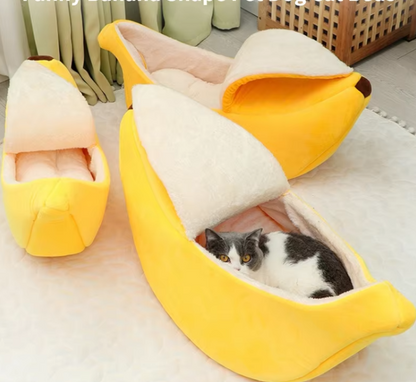 Nid D' Ange en Forme de Banane pour Chiens et Chats - Lit D' Hiver Confortable pour Animaux Domestiques