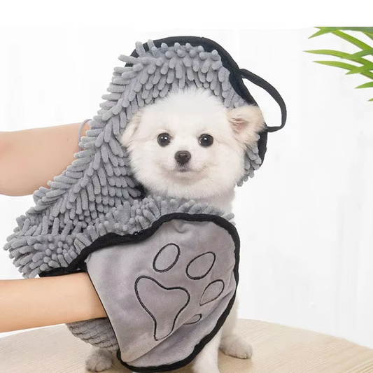 Serviette pour Animaux en Microfibre avec Gant - Super Absorbant Doux pour Chiens Chats
