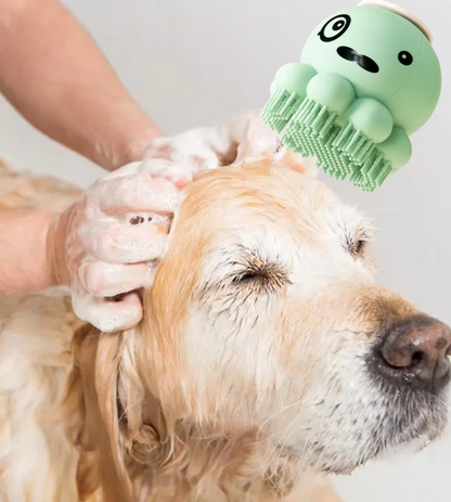 Brosse en Silicone pour Animaux de Compagnie avec Distributeur de Mousse - Soin Efficace du Pelage des Chiens et des Chats
