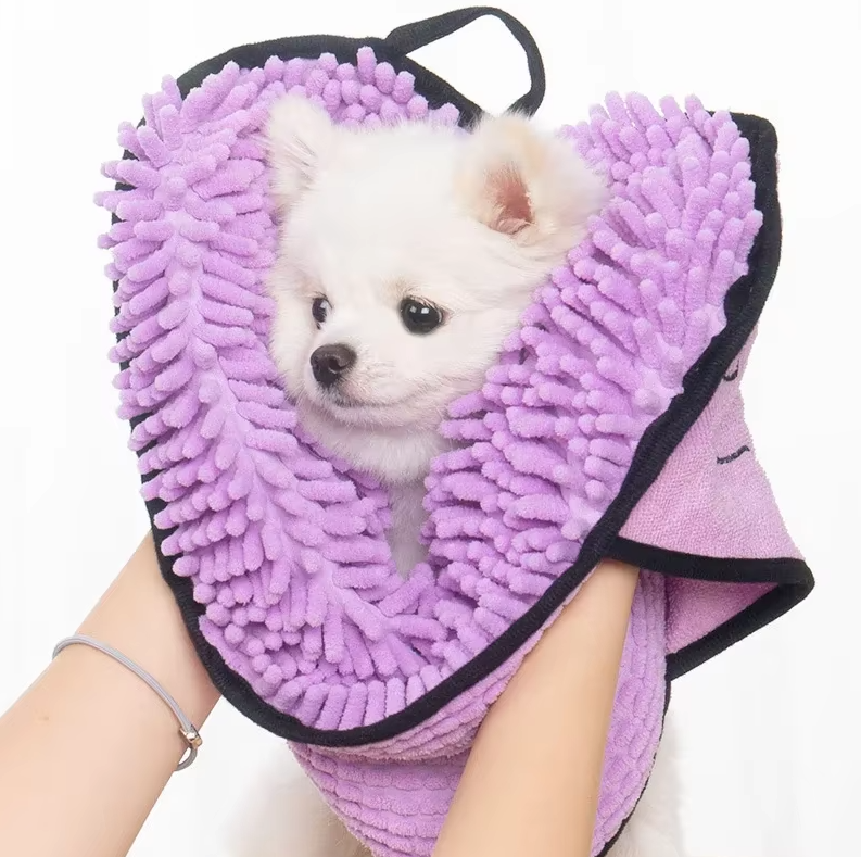 Serviette pour Animaux en Microfibre avec Gant - Super Absorbant Doux pour Chiens Chats