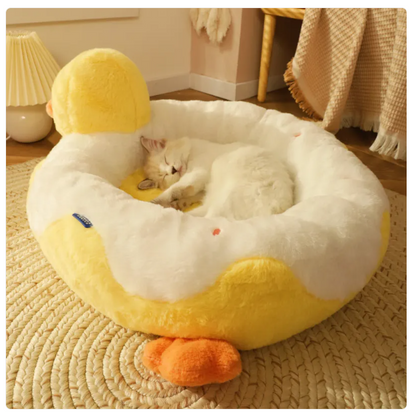 Lit Douillet en Forme de Canard pour Chats - Lit Moelleux pour Animaux de Compagnie pour la Détente et le Confort