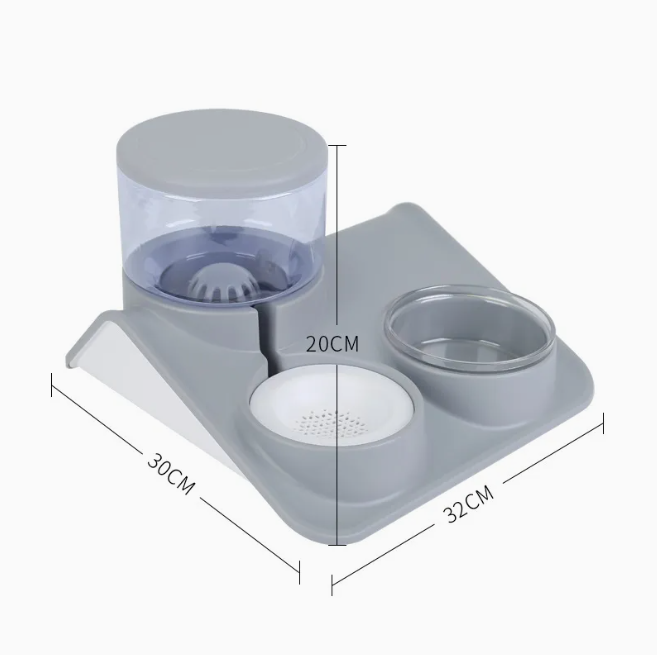 Écuelle D' Eau et de Nourriture pour Animaux Domestiques - Système 2 en 1 avec Base Pratique