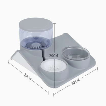 Écuelle D' Eau et de Nourriture pour Animaux Domestiques - Système 2 en 1 avec Base Pratique