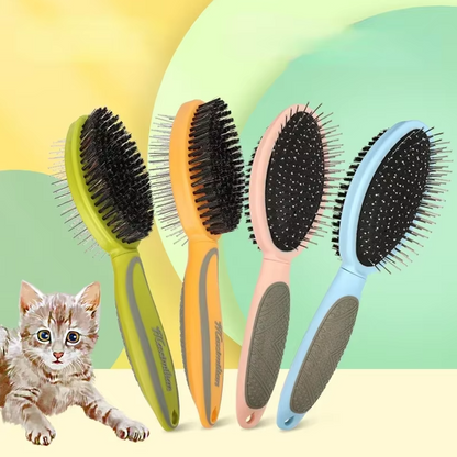 Brosse Double Face pour Animaux de Compagnie - Soin Doux et Efficace du Pelage des Chiens et des Chats