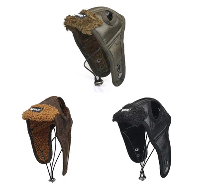 Couvre-oreilles D' Hiver En Cuir Avec Doublure Douce