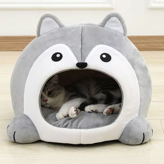 Notre Niche pour Chats Husky - Lit Douillet pour Chats avec Rembourrage Intérieur Doux pour les Oreilles