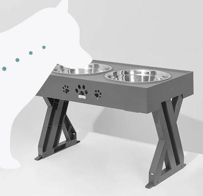 Porte-écuelle Surélevé pour Chiens avec Deux Bols en Acier Inoxydable