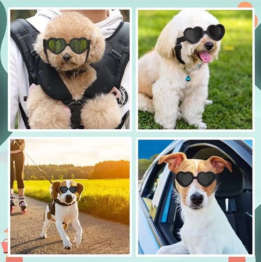Lunettes De Soleil Pour Chiens En Forme De Cœur Avec Bandeau Réglable - Protection UV Pour Les Yeux Du Chien