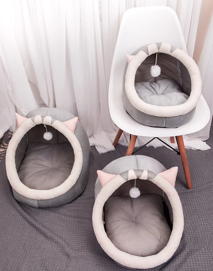 Lit pour Chat Douillet - Iglo Moelleux avec Balle de Jeu pour les Oreilles