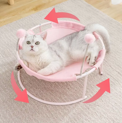 Hamac pour Chats Rond - Lieu de Repos Confortable pour Chats avec Balles de Jeu Châssis Stable