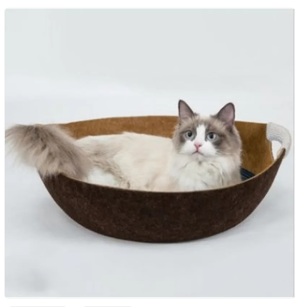 Lit pour Animaux Domestiques en Feutre pour Chats - Panier Doux et Confortable avec Poignées