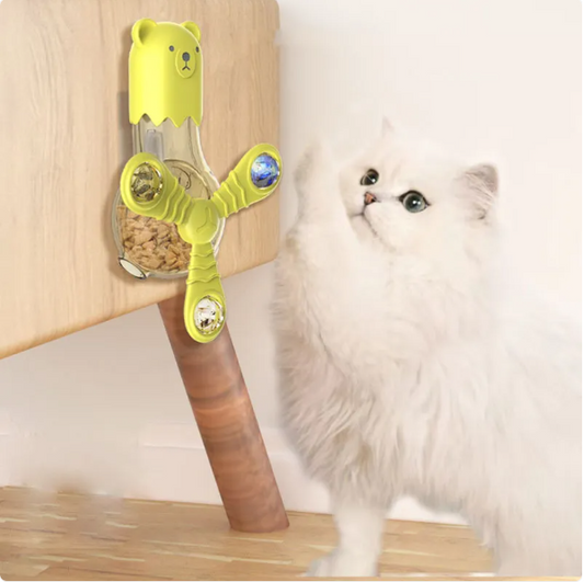 Jouets Interactifs pour Animaux de Compagnie - Distributeur de Nourriture en Forme D' Ours avec Bras Rotatifs