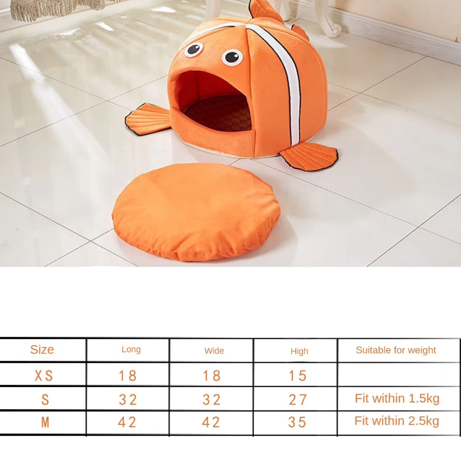 Notre Nid Douillet pour Chats au Design de Poisson - Lit Moelleux pour Chats pour des Pauses Confortables