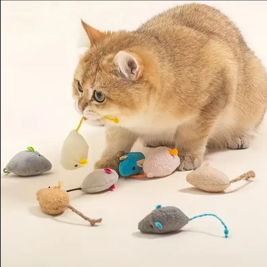 Jouets pour Chats en Peluche - Ensemble de Souris de Proie Molles pour un Jeu Interactif