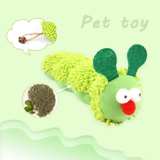 Jouet pour Chats Chenille - Peluche Douce à L' Herbe à Chat