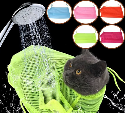 Sac de Toilettage pour Chats avec Tissu en Maille pour un Bain et un Soin des Griffes en Toute Sécurité