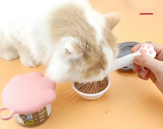 Distributeur de Nourriture en Silicone pour Animaux Domestiques - Ouvre-boîte Flexible et Cuillère en Forme de Patte