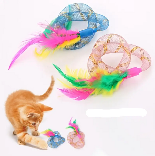 Set de Jouets pour Chats - Volants en Plumes avec Anneaux en Maille
