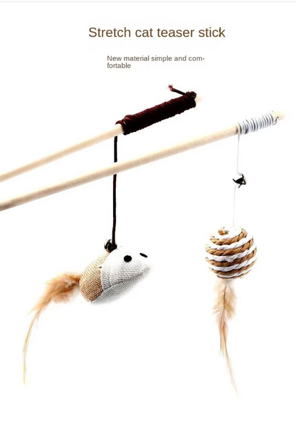 Jouets Interactifs pour Chats - Jouets Naturels avec Plumes et Clochettes