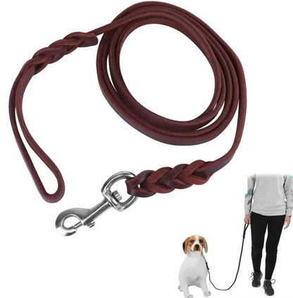 Laisse En Cuir Pour Chien Avec Mousqueton Doré - Accessoire Pour Chien Robuste Et Élégant