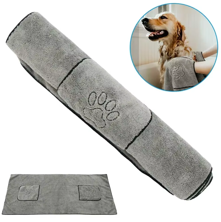 Serviette Microfibre Pour Animaux Domestiques Avec Poches Intégrées