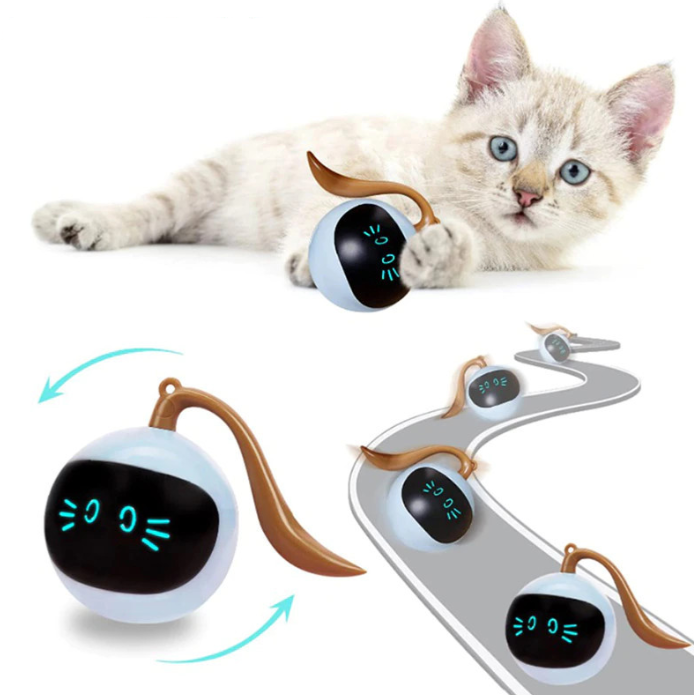Jouet Interactif pour Chats avec Lumières Led - Jouet en Forme de Boule pour Chats