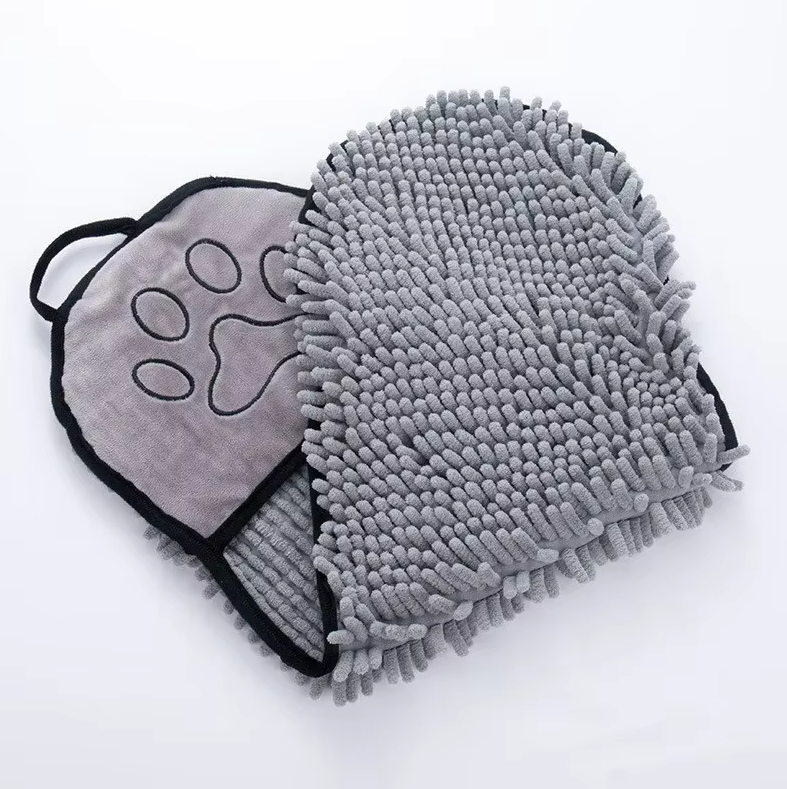 Serviette pour Animaux en Microfibre avec Gant - Super Absorbant Doux pour Chiens Chats