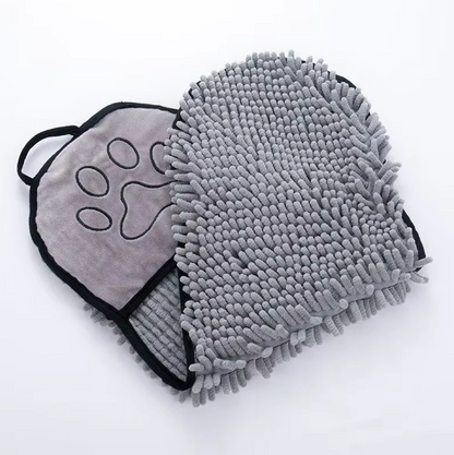 Serviette pour Animaux en Microfibre avec Gant - Super Absorbant Doux pour Chiens Chats
