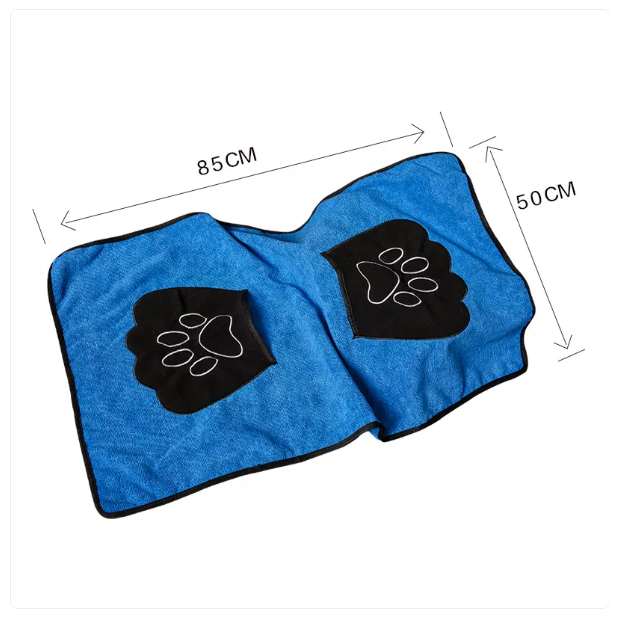 Serviette pour Animaux de Compagnie avec Motif de Pattes pour Chiens et Chats - Séchage Rapide et Super Absorbant