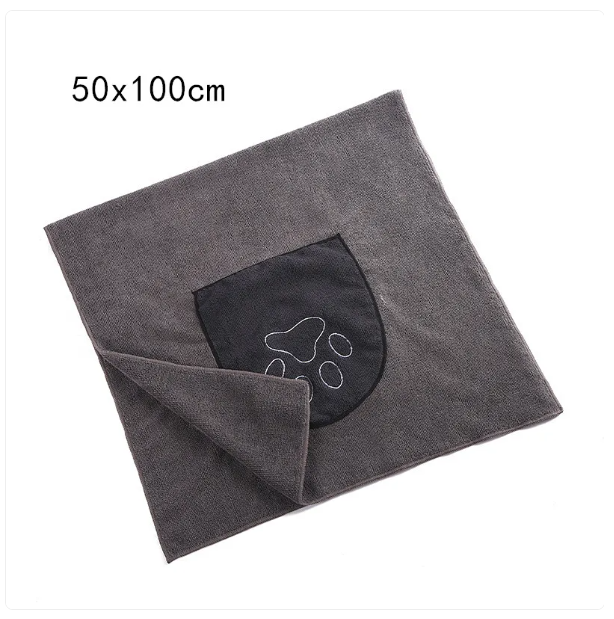 Serviette pour Animaux de Compagnie avec Motif de Pattes pour Chiens et Chats - Séchage Rapide et Super Absorbant