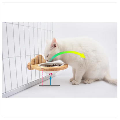 Ecuelle Suspendue pour Chats - Support Mural avec Cadre en Bois au Design Nuageux