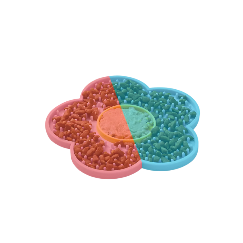 Matelas à Lécher en Forme de Fleur pour Chats - Absorbant Slow Feeder pour Apaiser Soins du Poil