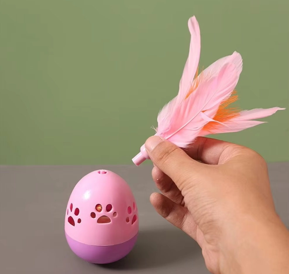 Jouets Interactifs pour Chats avec Plumes - Jouets en Forme de Boule Colorée pour Chats