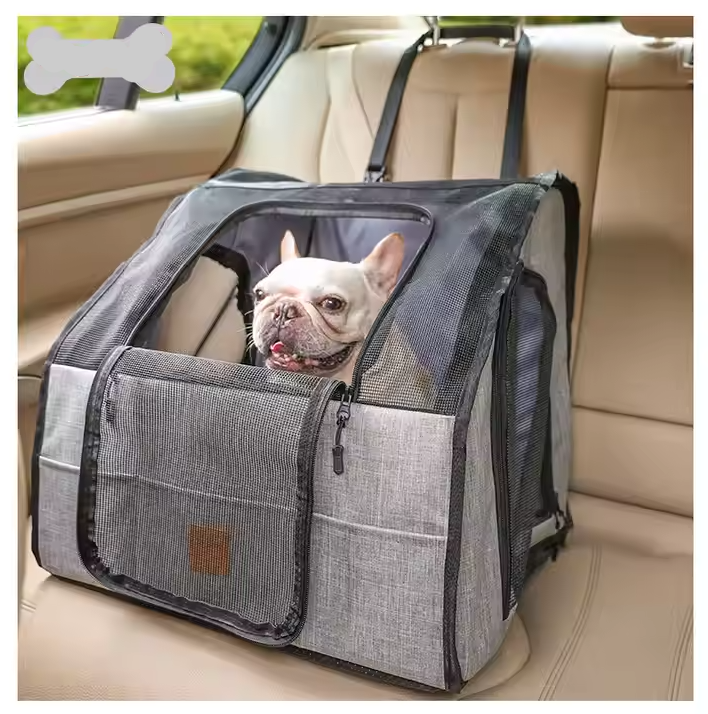 Siège pour Chien de Voiture Sûr - Sac de Transport Pliable avec Fenêtres en Filet Système de Harnais