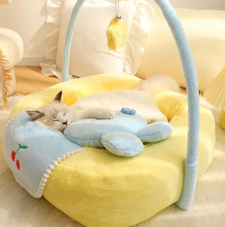 Lit Douillet en Forme de Canard pour Chats - Lit Moelleux pour Animaux de Compagnie pour la Détente et le Confort