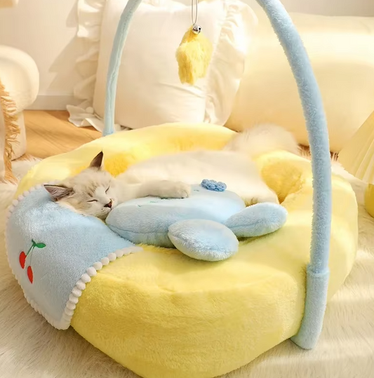 Lit Douillet en Forme de Canard pour Chats - Lit Moelleux pour Animaux de Compagnie pour la Détente et le Confort