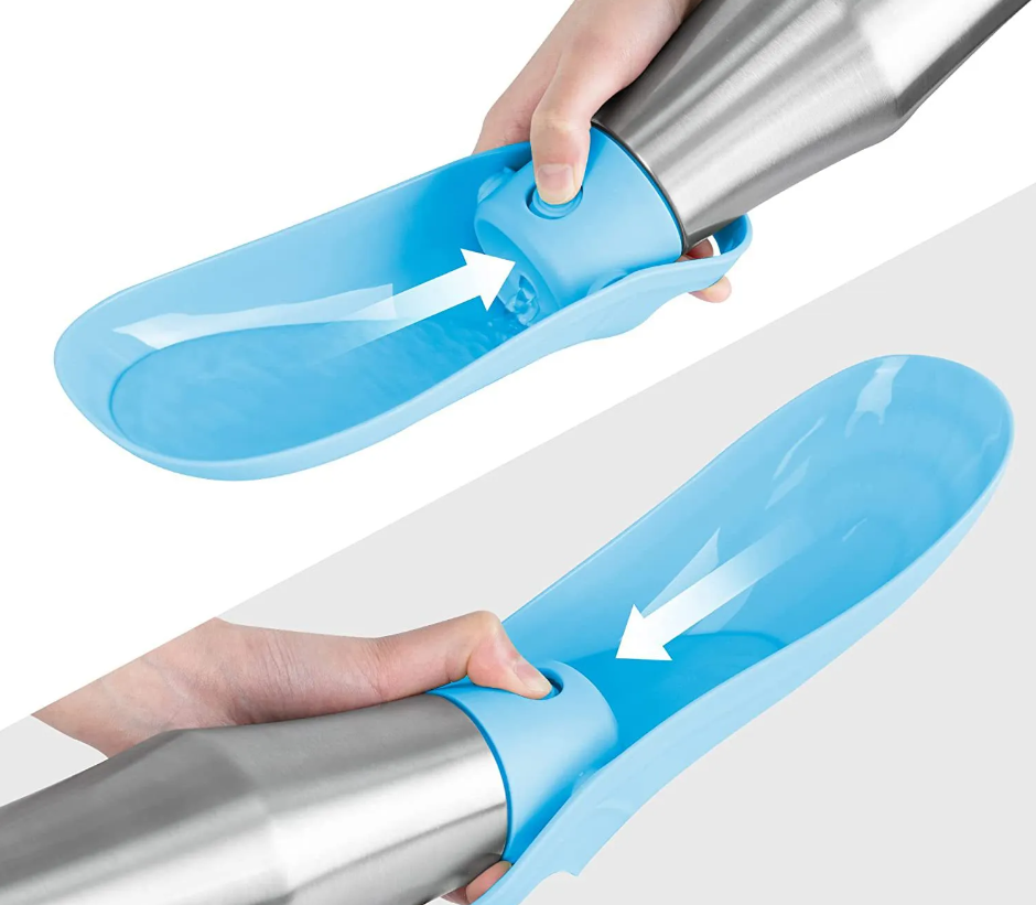 Bouteille en Acier Inoxydable pour Chiens - Distributeur D' Eau Portable avec Bol Pliable