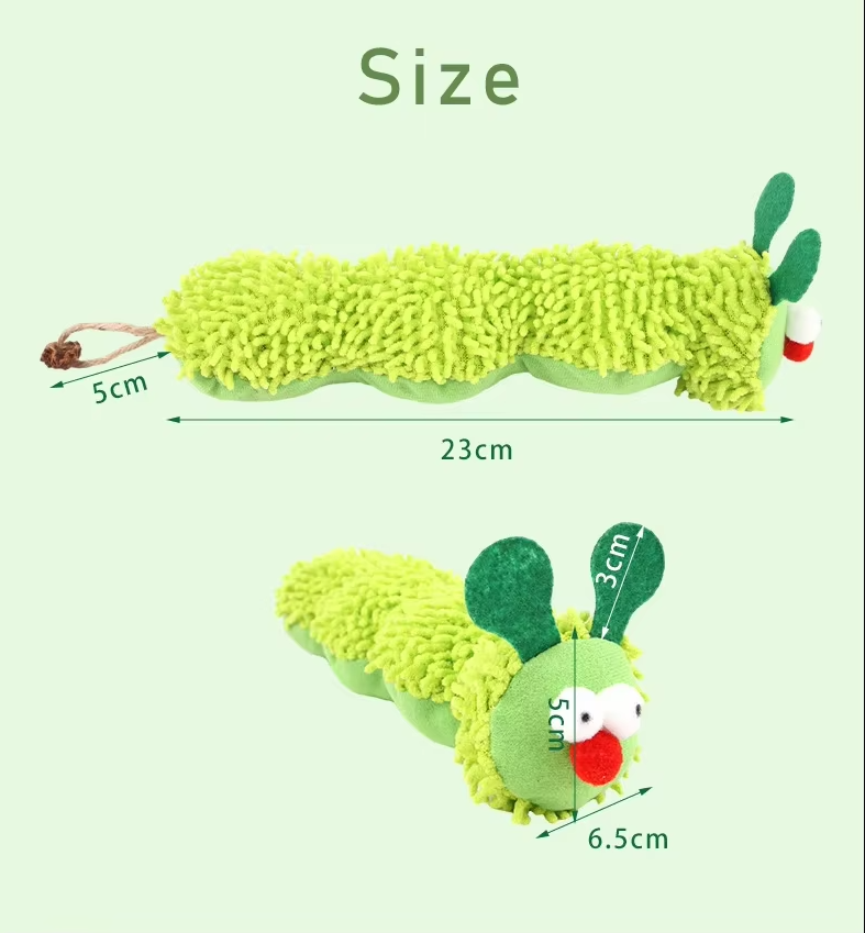 Jouet pour Chats Chenille - Peluche Douce à L' Herbe à Chat